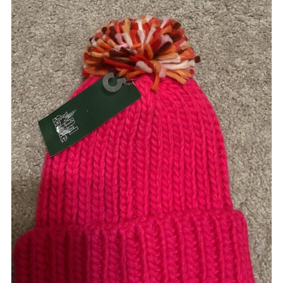 Wild Fable Womens Pink Knit Beanie Winter Hat with Pom OS - Picture 2 of 4